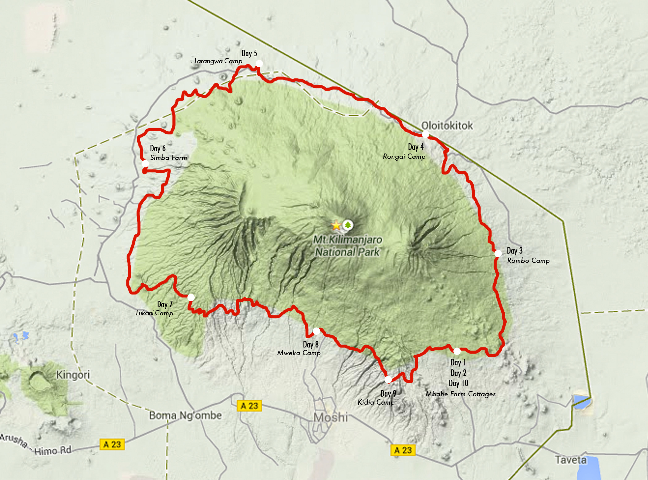 kilimanjaro map