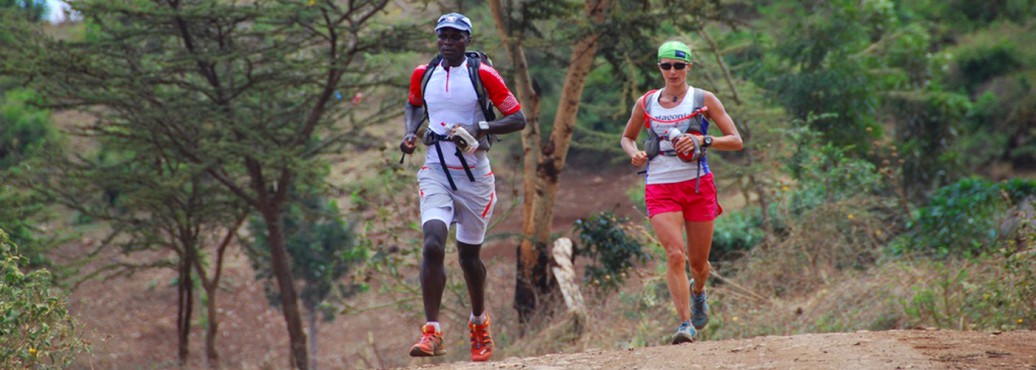 Simon Mtuy and Krissy Mohel running on KSR route